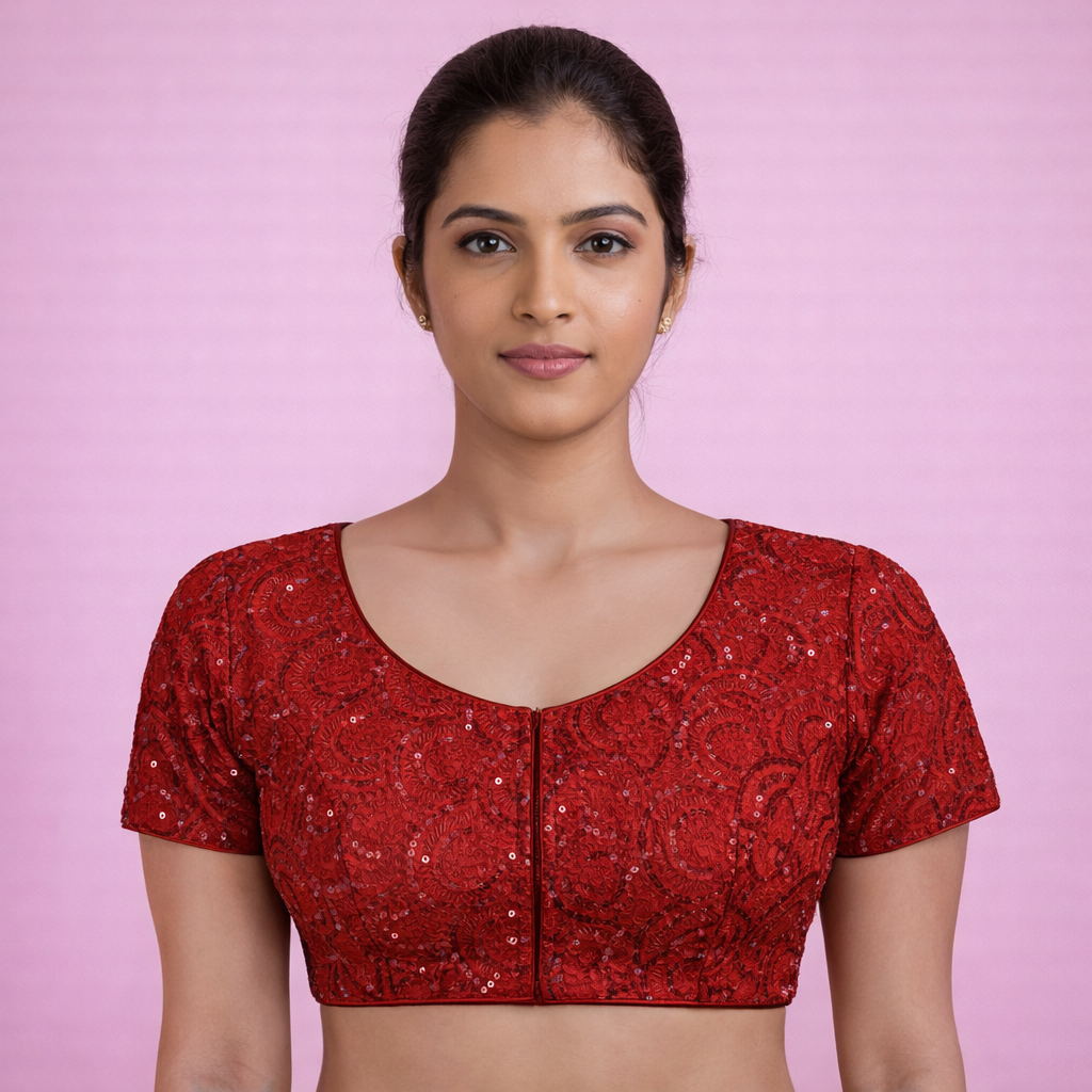 Malai Siply ELB Maroon Work Wear-Silk Blouse