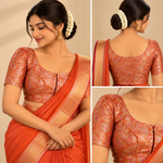 Banaras Blouse Design - 5 (Orange)