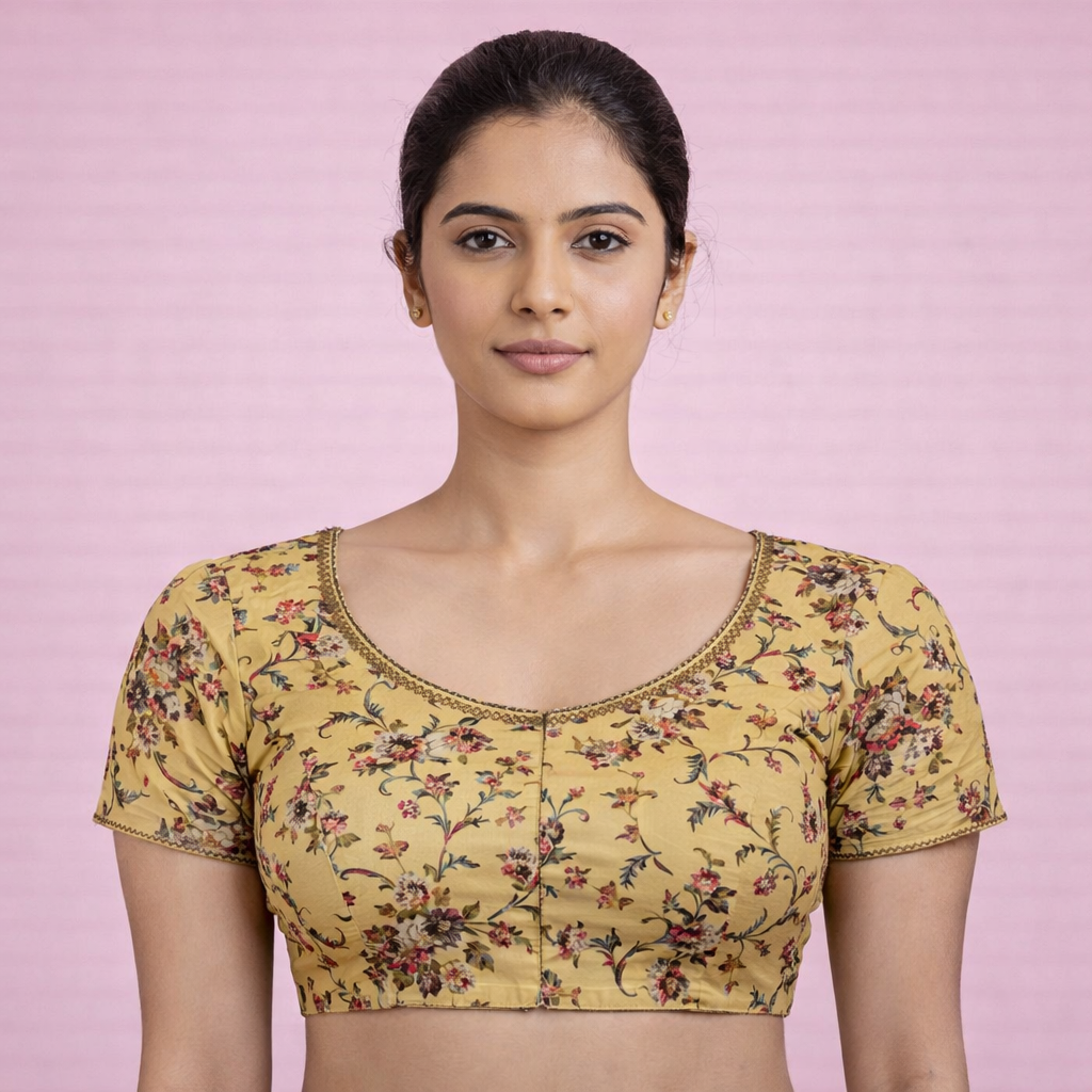 Padded Blouse Yellow with Floral Print