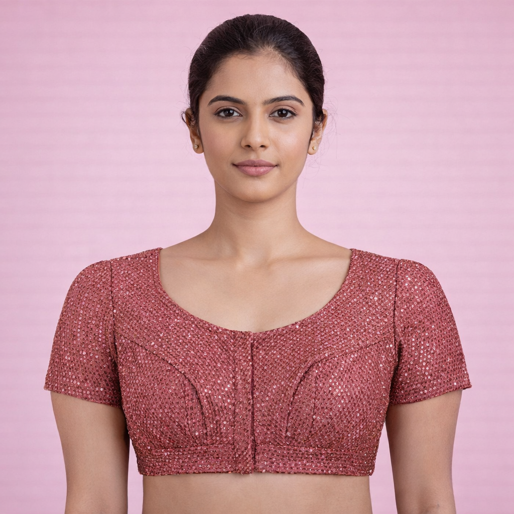 Pink Glitter Fendy Check Exclusive Ladies Blouse (ELB)