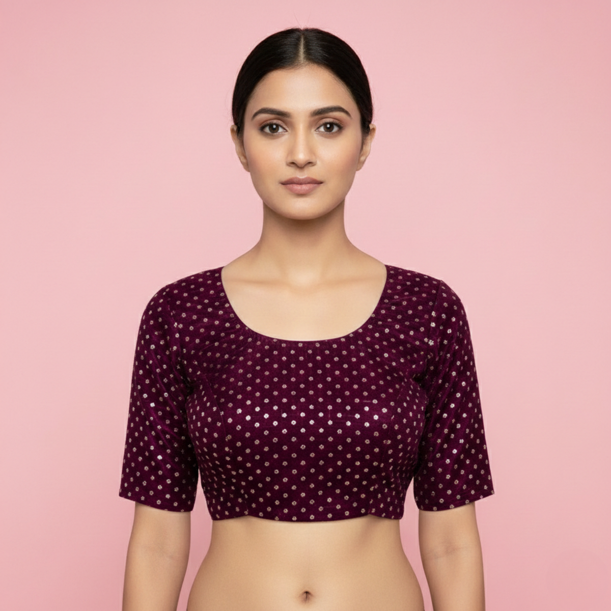 Dark Violet Fendy Check Exclusive Ladies Blouse (ELB)