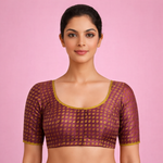Wine Pink Brocade Cherry Blouse