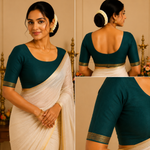 Cotton Bordered Elbow Blouse