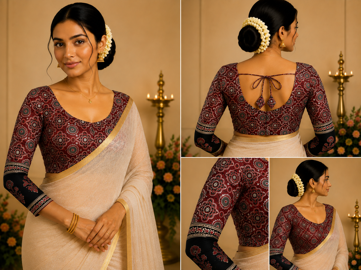 Ajrak Heritage Elbow Blouse