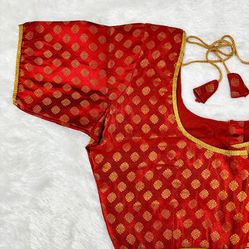 Cherry Red Brocade Cherry Blouse